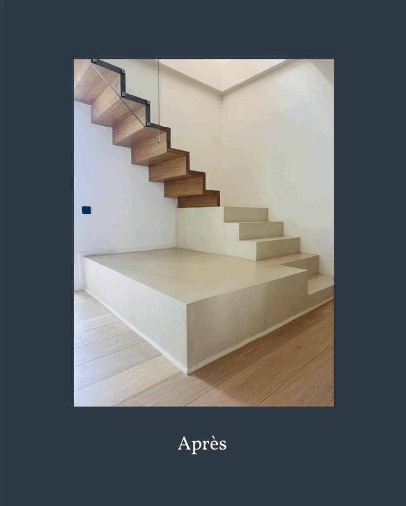 Escalier béton ciré Mercadier après